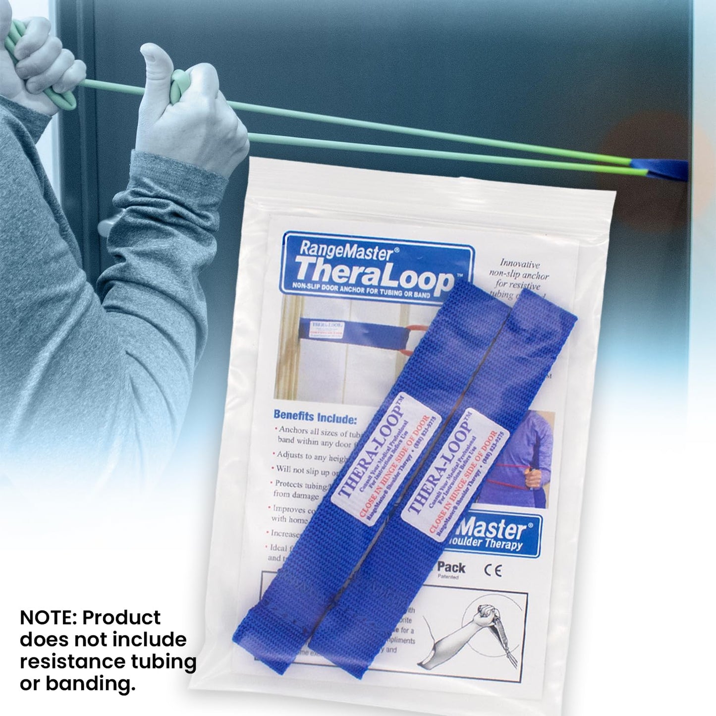RangeMaster TheraLoop Door Anchors │ Non-Slip │ Complements Exercise Bands or Tubes │ Great for Exercising or Strengthening Activities│2 Pack, Blue