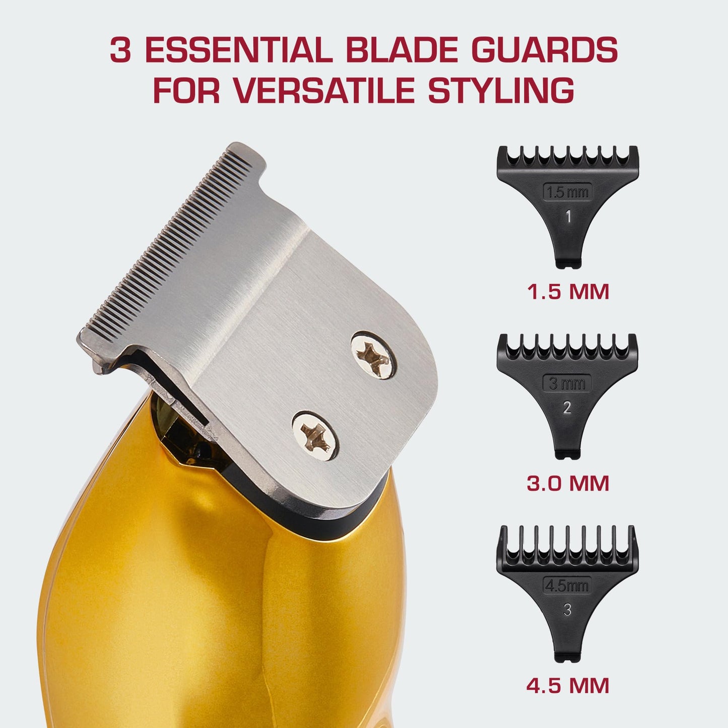KISS Precision Blade Cordless Trimmer with Stainless Steel T-Blade, Powerful High-Torque, High-Speed Motor, 3 Blade Guard Attachments & Blade Cover, USB Cable & Long-Lasting Lithium Ion Battery