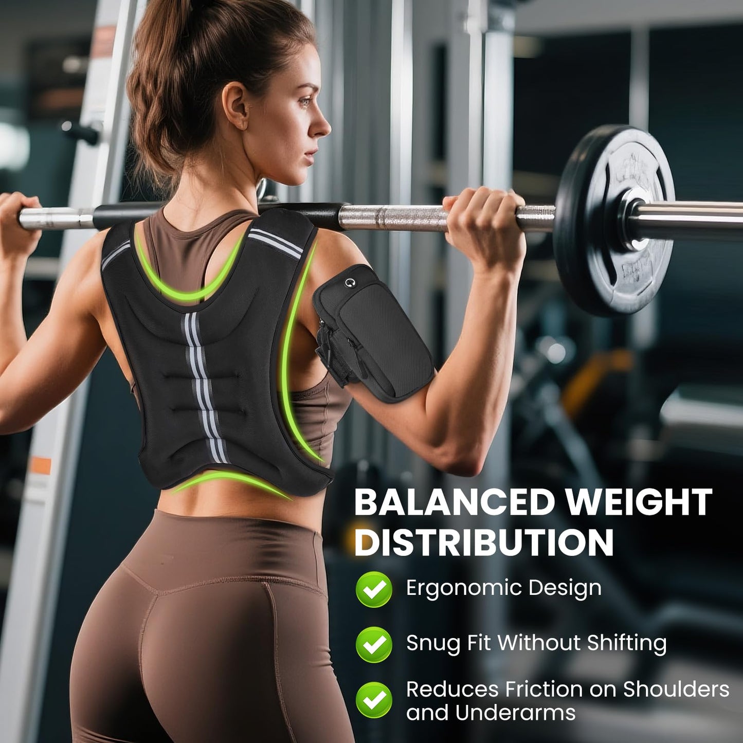 GEEBOBO Weighted Vest for Women Men, 8lb/12lb/16lb/20lb/25lb/30lb Weighted Vest Woman Adjustable Weights for Walking, Strength Training, Running, 12Lbs, Black
