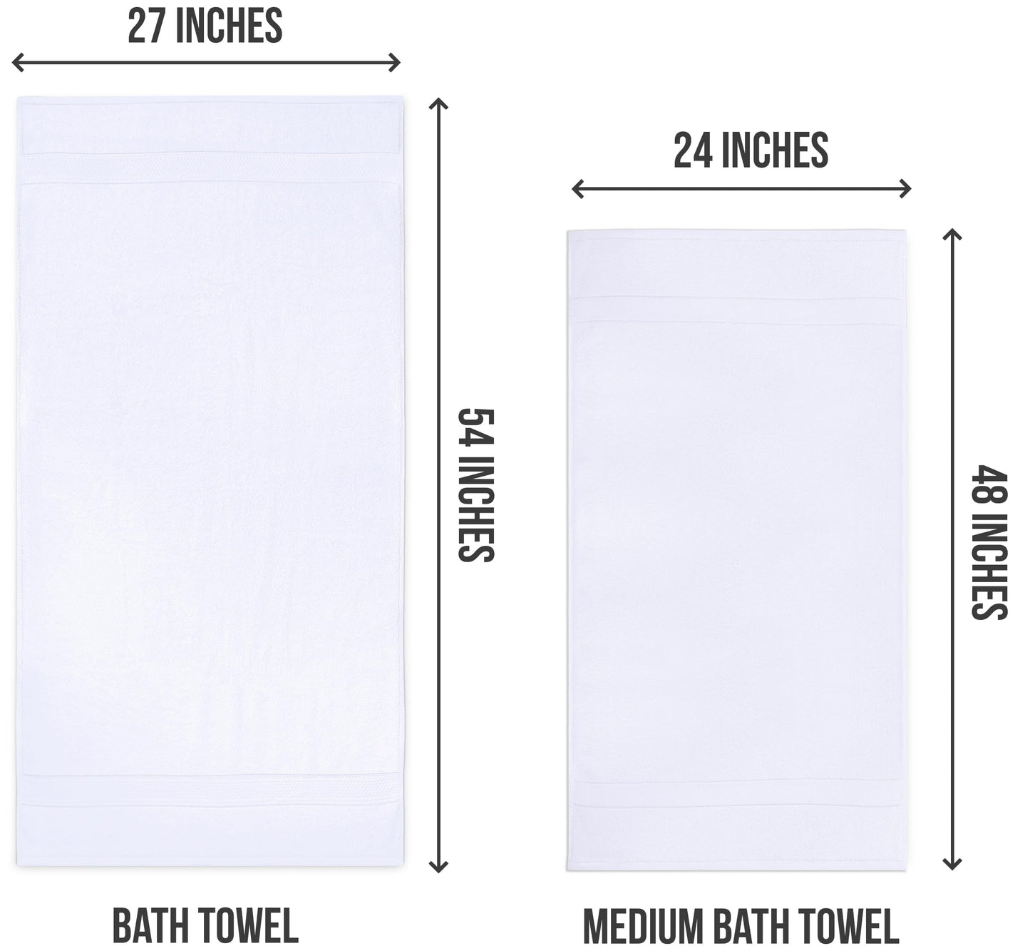 Utopia Towels - 6 Pack Bath Towel Set, 100% Ring Spun Cotton (60 x 120 CM) Medium Lightweight and Highly Absorbent Quick Drying Towels, Premium Towels for Hotel, Spa and Bathroom (White)