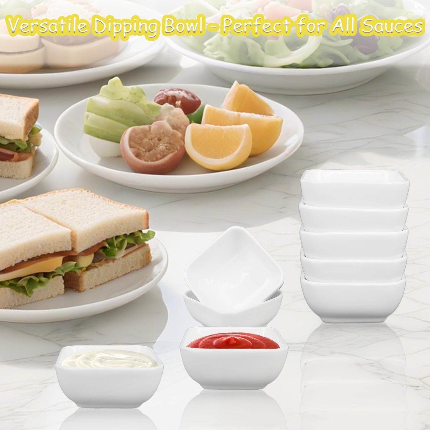 ZSDRTYU Dipping Sauce Cups, 20 Pcs 3 Oz Ceramic Dip Bowls Dipping Bowls Sauce Cups For Side Dish, Condiments, Sushi And Other Party Supply Dinner