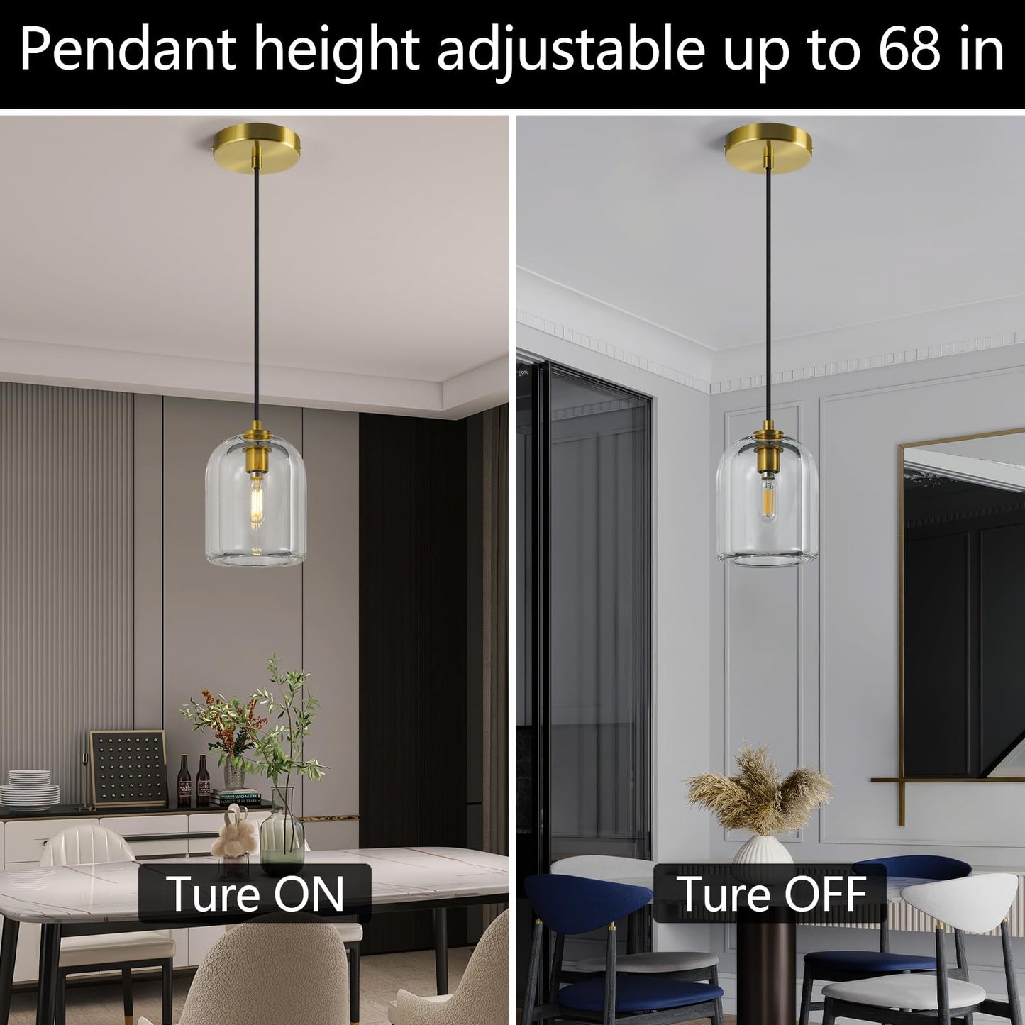 LBSQJ Modern Gold Pendant Lights Kitchen Island Ceiling Chandelier Indoor Crystal Hanging Light Fixtures for Dining Room Kitchen Living Room Bedroom(3Pack)