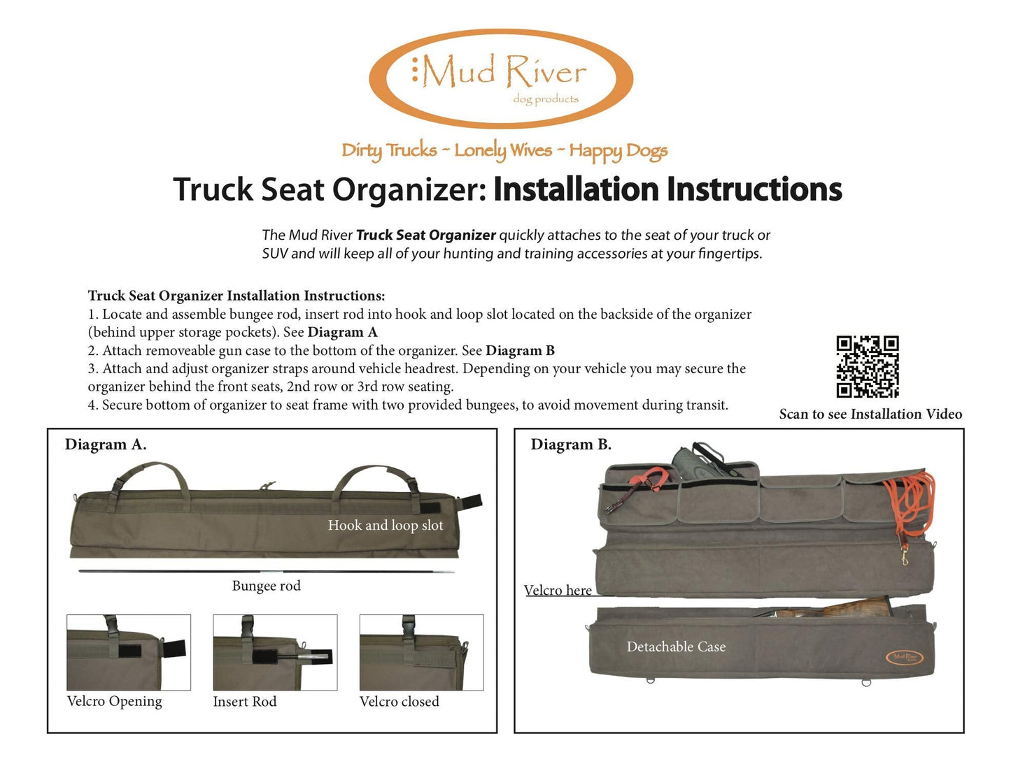 Mudriver Mud River The Truck Seat Organizer, Black , 49"x27"