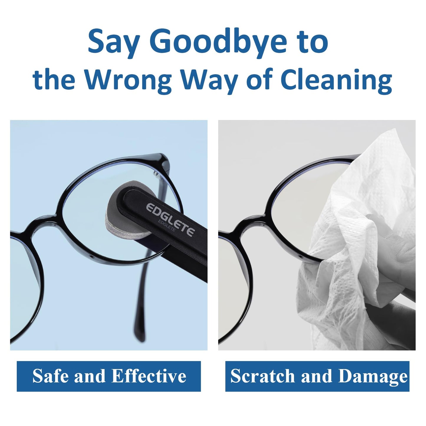 Glasses Cleaner Eyeglass Cleaning Kit, Lens Cleaners Spray with Microfiber Cloth, Portable Glasses Cleaning Kit for Travel, Safe Eyeglasses Cleaner Tool, No Streaks Scratch, Black
