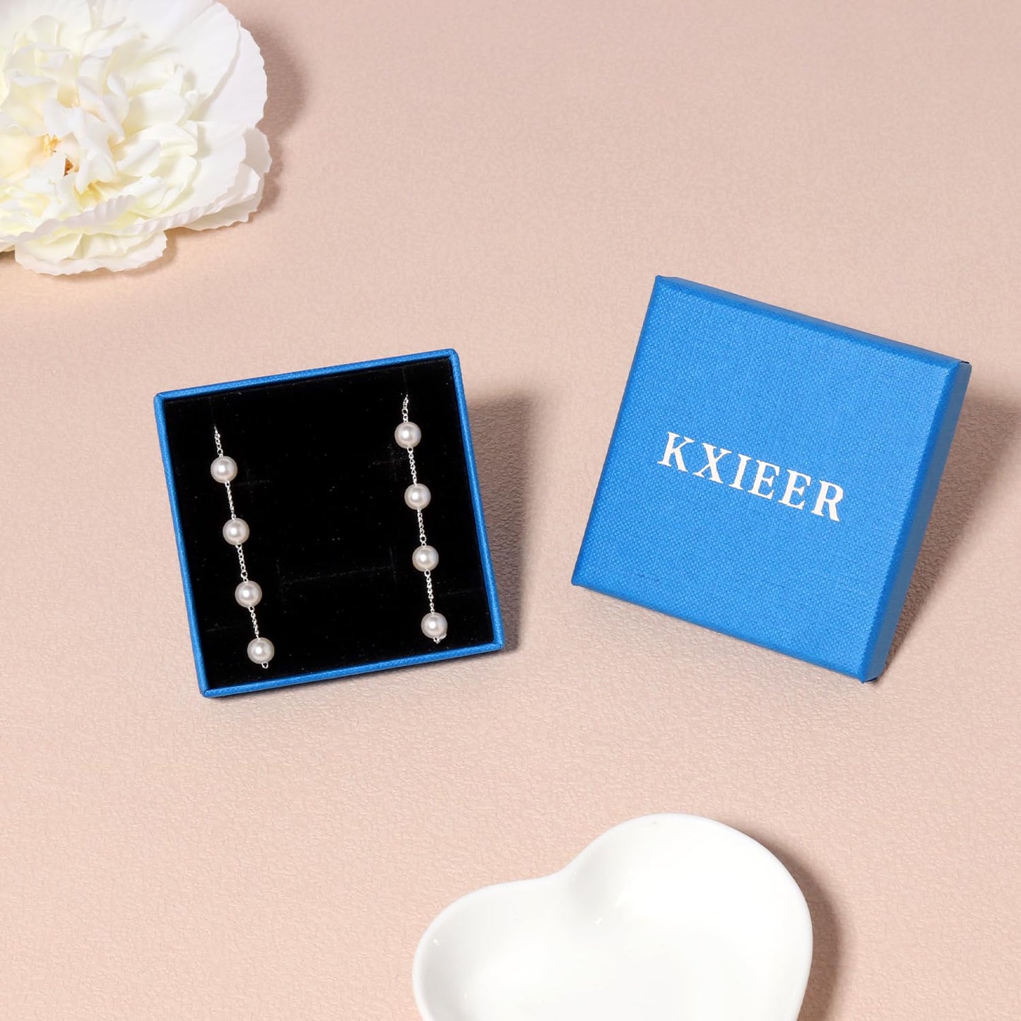 KXIEER Gold Jewelry Set for Women,Dainty 14K Gold Plated Pearl Necklace and Earring Set Pearl Drop Earrings Pearls Bracelets Pearls Choker Necklace Wedding Jewelry for Women Gift