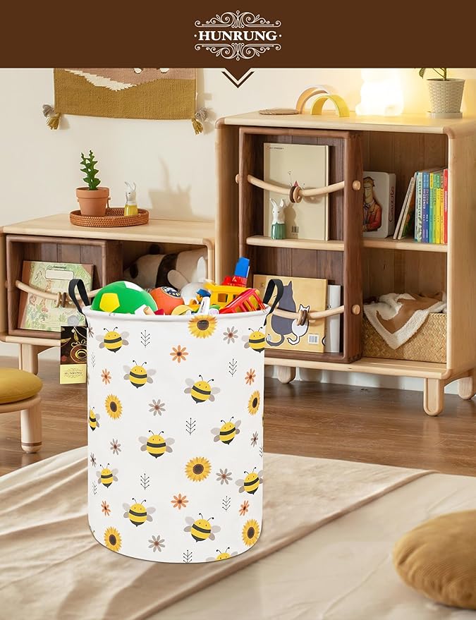 HUNRUNG Laundry Hamper, Large Canvas Fabric Lightweight Storage Basket Toy