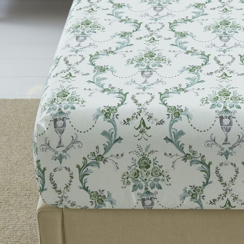 DAUAOTO 100% Cotton Bedding Printed Sheets Set for Full Size Bed Up to 14" Deep Mattress, Botanical Vines Pattern Bedlinen Sets, Green