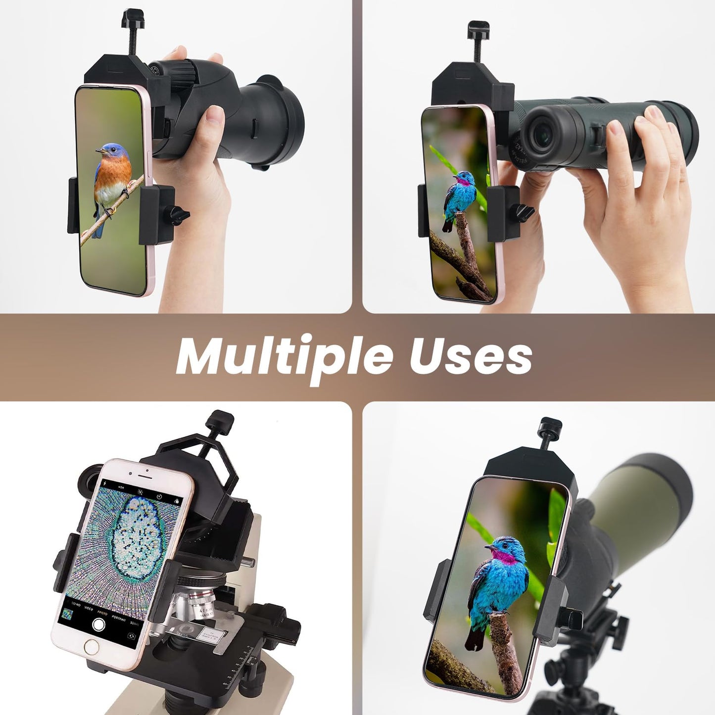 GOSKY Smartphone Adapter Mount Regular Size - Compatible with Binoculars, Monoculars, Spotting Scopes, Telescope, Microscopes Fits almost all Smartphones on the Market Record Nature and The World