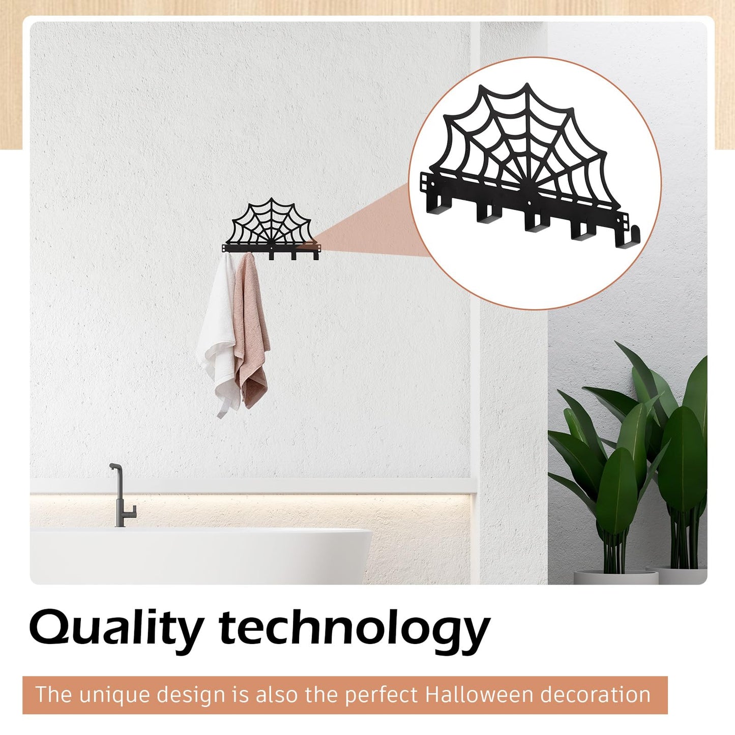 Reallnaive Cobweb Over The Door Hooks Christmas Gothic Bathroom Decor Creepy Hanger Wall Mount Rack Holder for Towel, Hat, Coat, Cloth, Keychain, Bag, Home Organizer