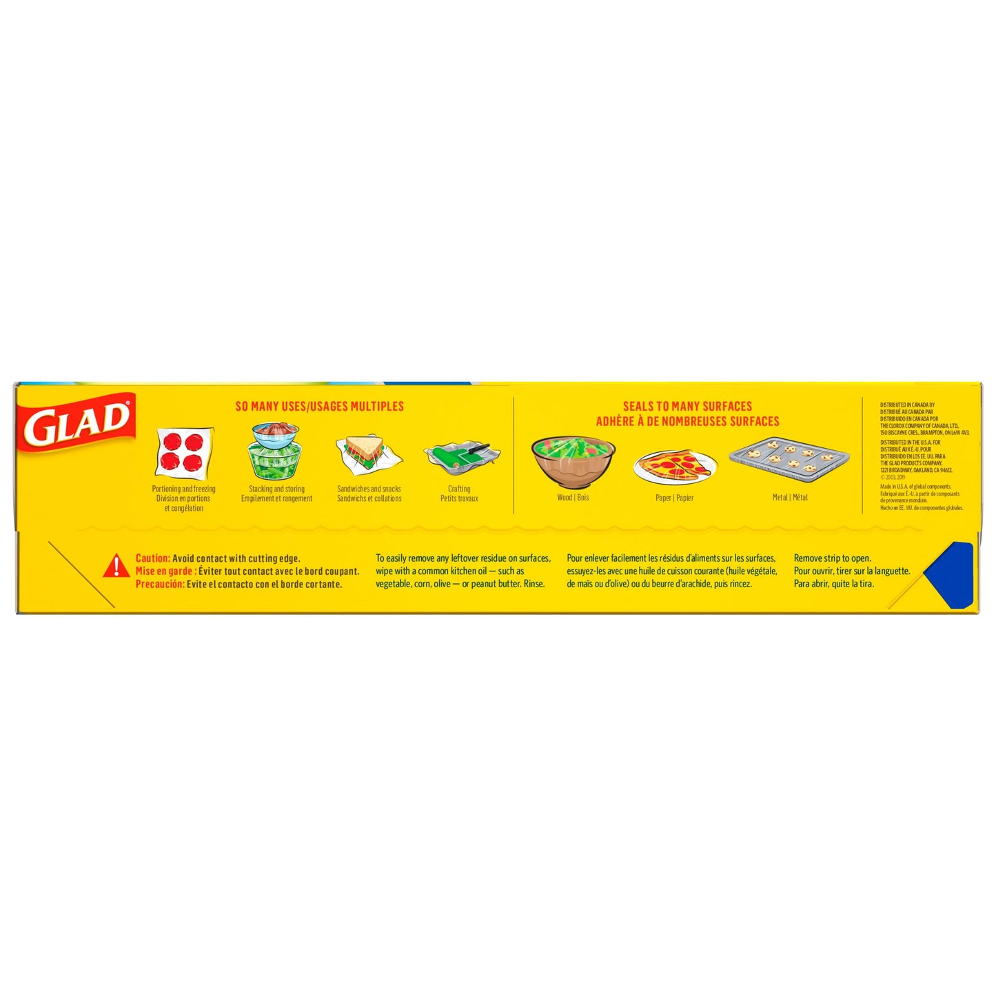 Glad Press'N Seal Plastic Food Wrap, 100 Square Foot Roll, Pack of 3, (Package May Vary)
