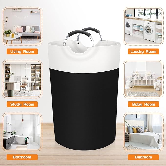 BlissTotes 75L Laundry Basket, Freestanding Laundry Hamper, Collapsible Dirty
