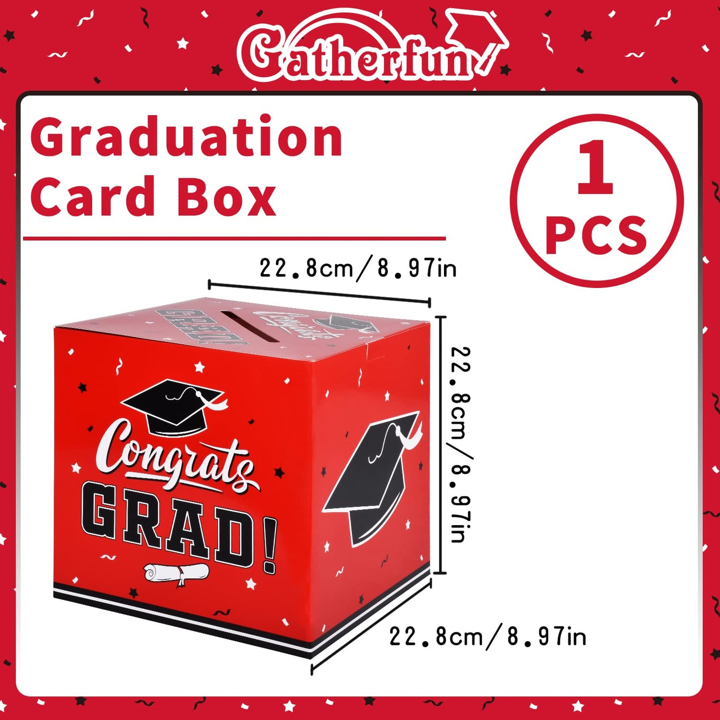 Gatherfun Graduation Decorations 2025 Grad Card Box for Gift Graduation Party Favors Decor Party Supplies Red