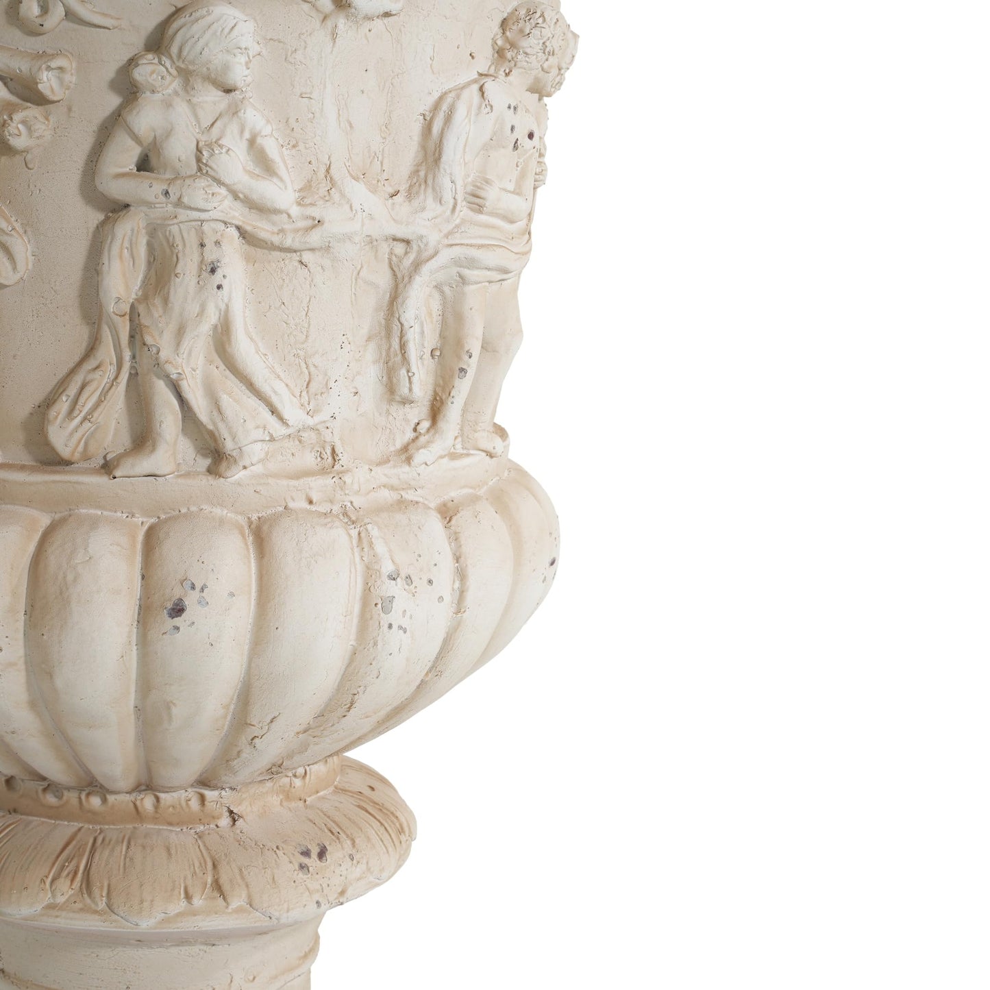 PETALORE Antique White Urn Planter, 27" Tall Large Urn Planter Outdoor for Garden Patio or Front Porch, Hand-Painted Magnesium Oxide Urns Flower Pot with Drainage Hole, No Assembly Needed