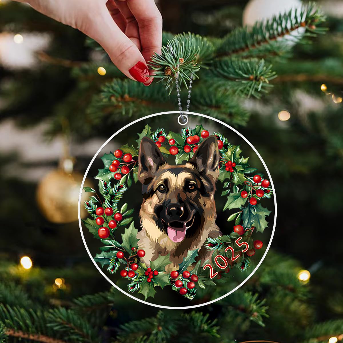 German Shepherd Ornament, Dog Christmas Ornaments 2025, Dog Ornaments for Christmas Tree - German Shepherd Gifts for Women, Men, German Gifts