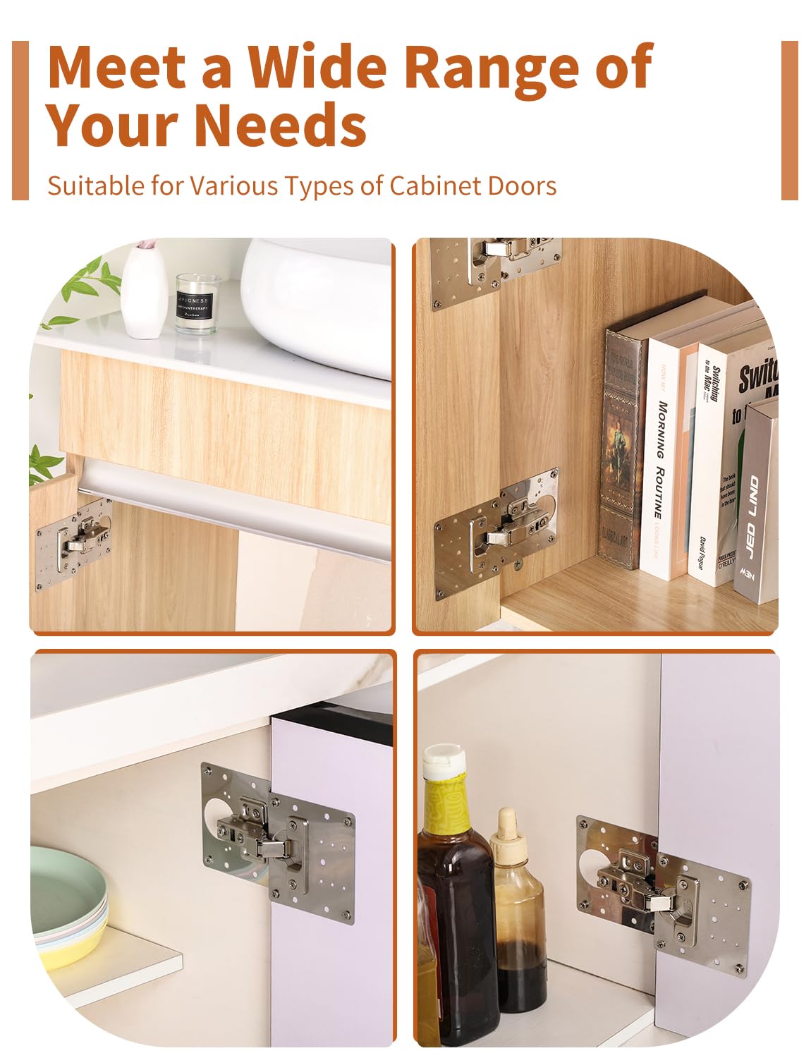 20PCS Upgraded Cabinet Hinge Repair Plate Kit: FOGZUVR Durable Door Hinge Mounting Plate Stainless Steel, Large Cabinet Fix Board with Screws for Kitchen Cabinet, Cupboard Doors and Furniture