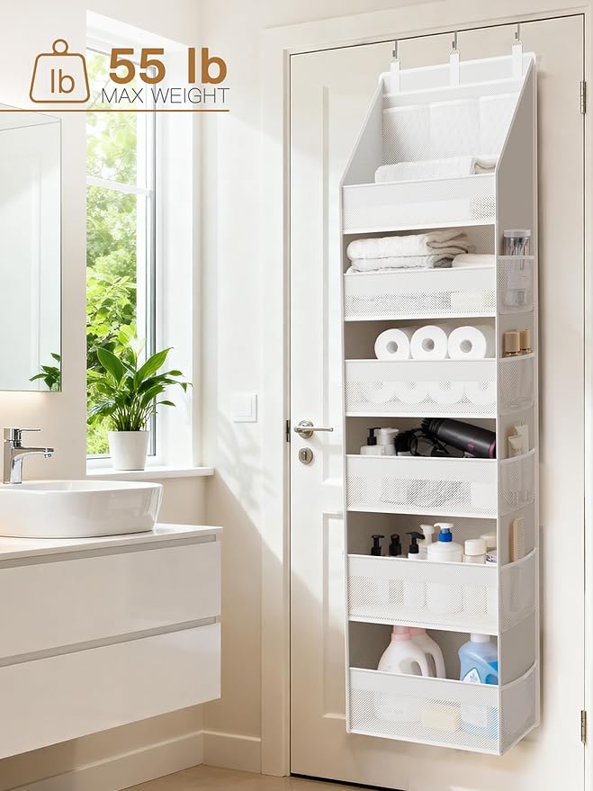 Criusia Over the Door Organizer, Heavy-Duty 6-Shelf Hanging Storage