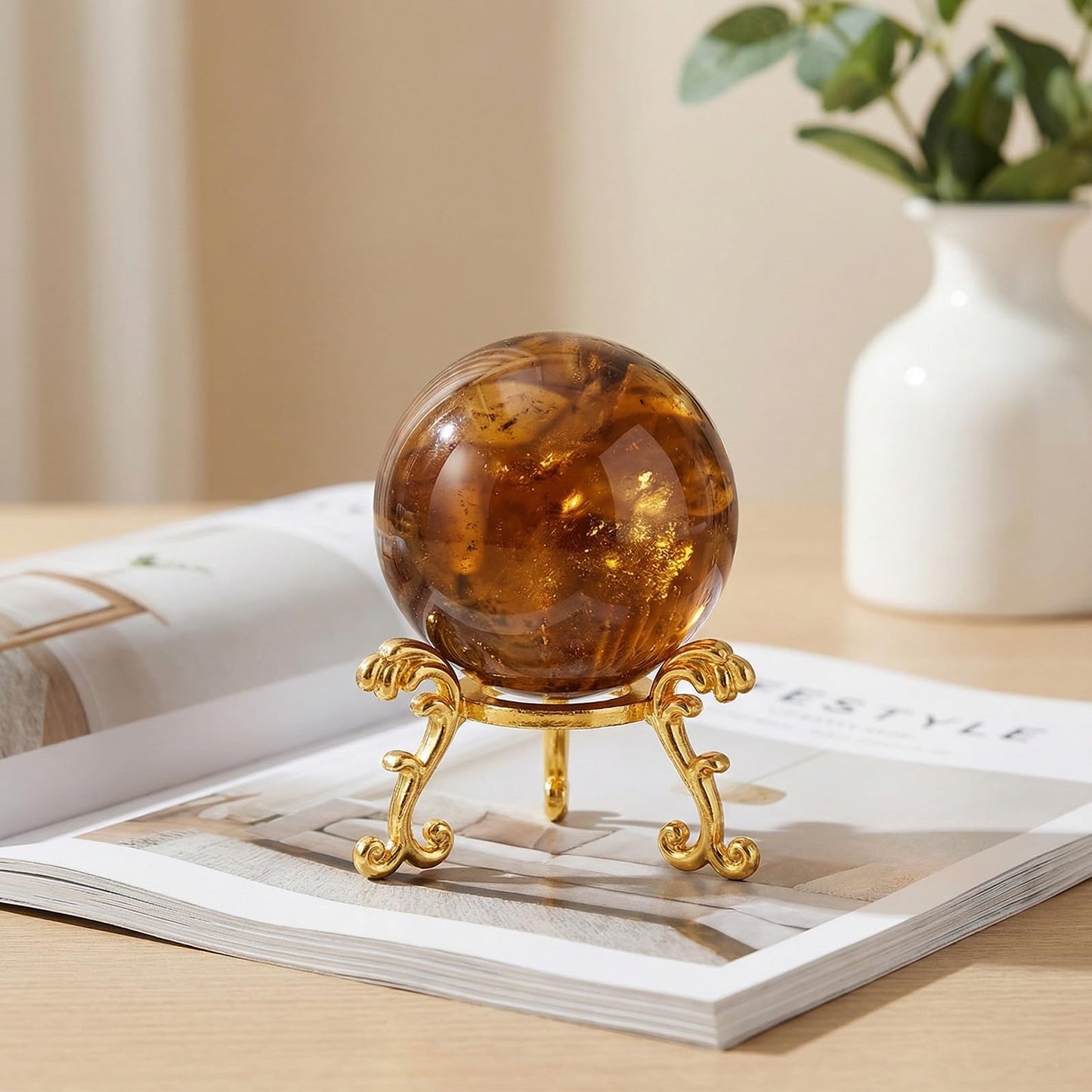 MAQUITA 20 Pcs Gold Crystal Ball Stand for Displaying Crystal Glass and Natural Rocks, Sphere Display Holder for 40mm-80mm Sphere or Stone