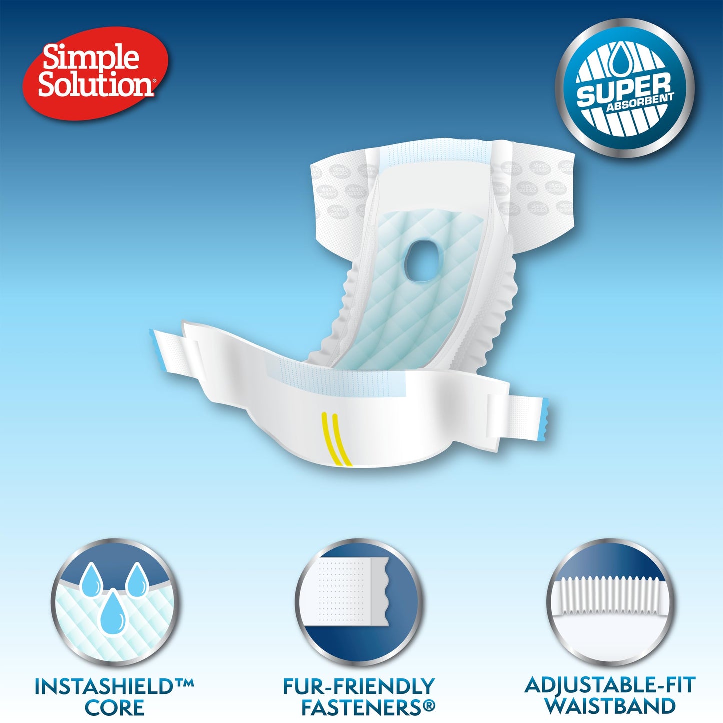 Simple Solution Disposable Dog Diapers for Female Dogs, Super Absorbent Leak-Proof Fit with Wetness Indicator for Excitable Urination, Incontinence or females in heat - 12 pack