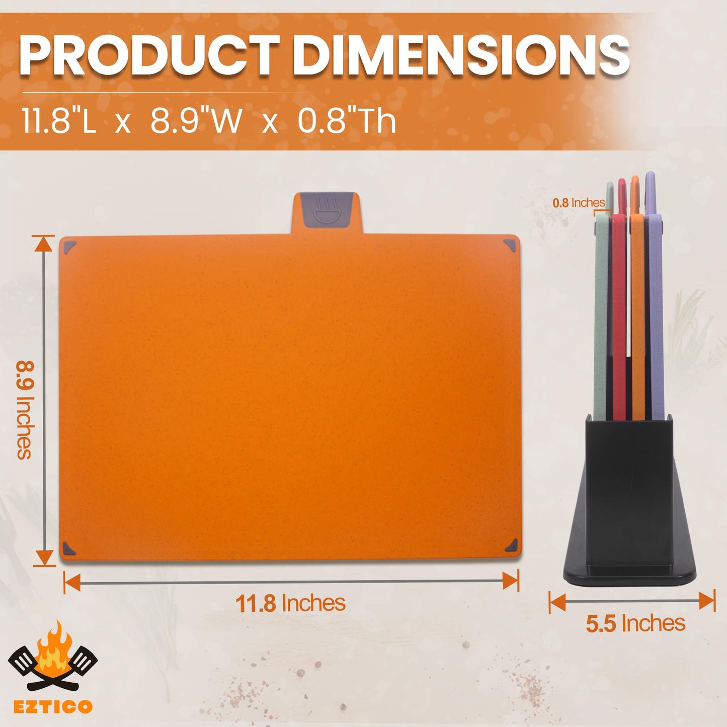 EZTICO 4-Piece Non-Toxic Cutting Board Set with Premium Scissors – BPA-Free Plastic and Rubber Chopping Boards for Kitchen Essentials with Organizer, Dishwasher Safe Accessories Holder.