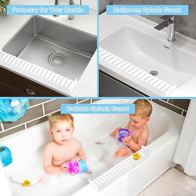 Silicone Faucet Splash Guard 4" x 30", Faucet Water Catcher Mat, Longer