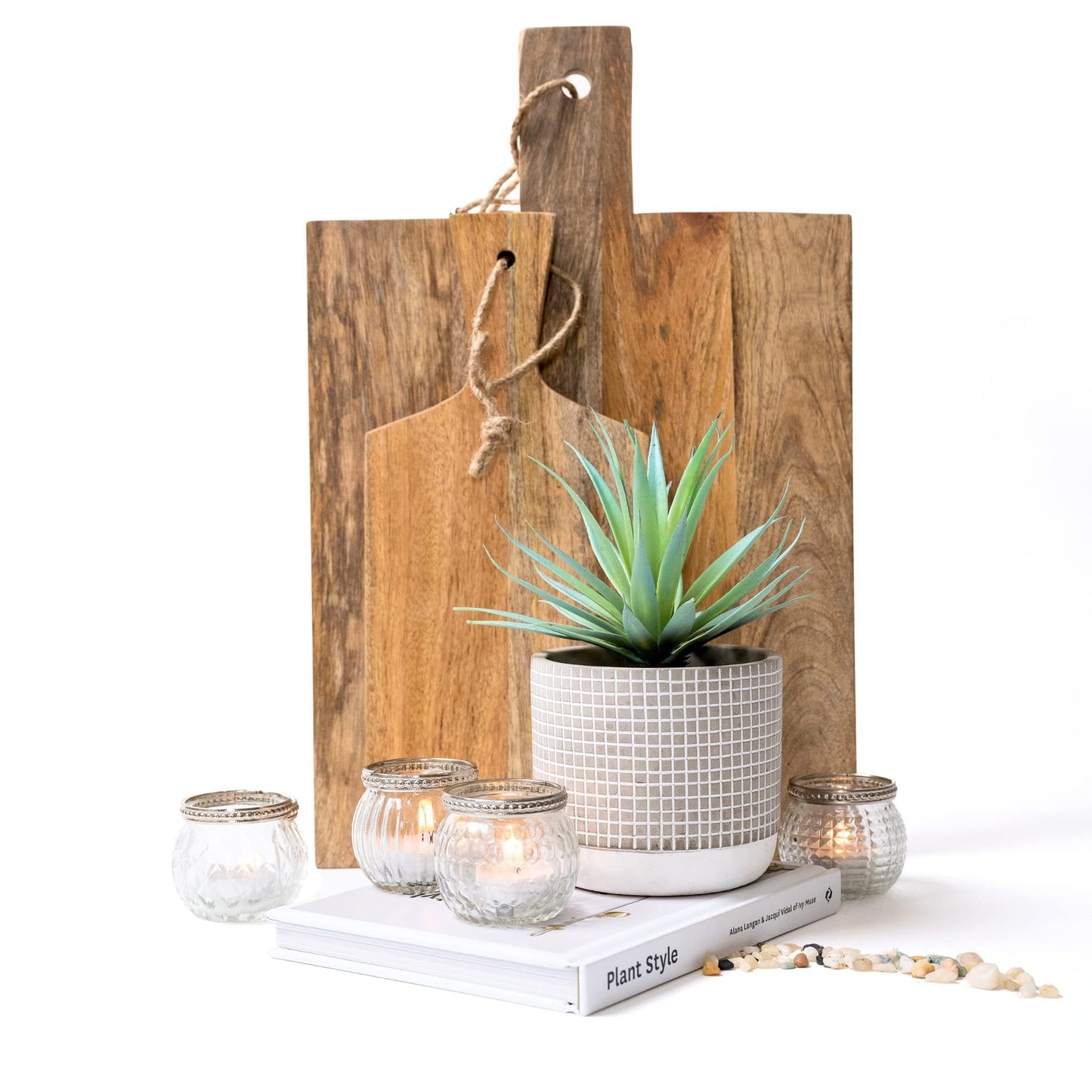 Kurrajong Farmhouse 8" high Artificial Plant in Pot - Small Faux Plant for Desk, Bathroom, Kitchen, Shelf & Coffee Table - Realistic Indoor Plant for Home Decor
