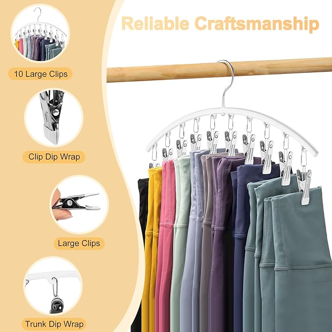 Legging Organizer for Closet, Metal Yoga Pants Hanger w/Rubber Coated 2 Pack