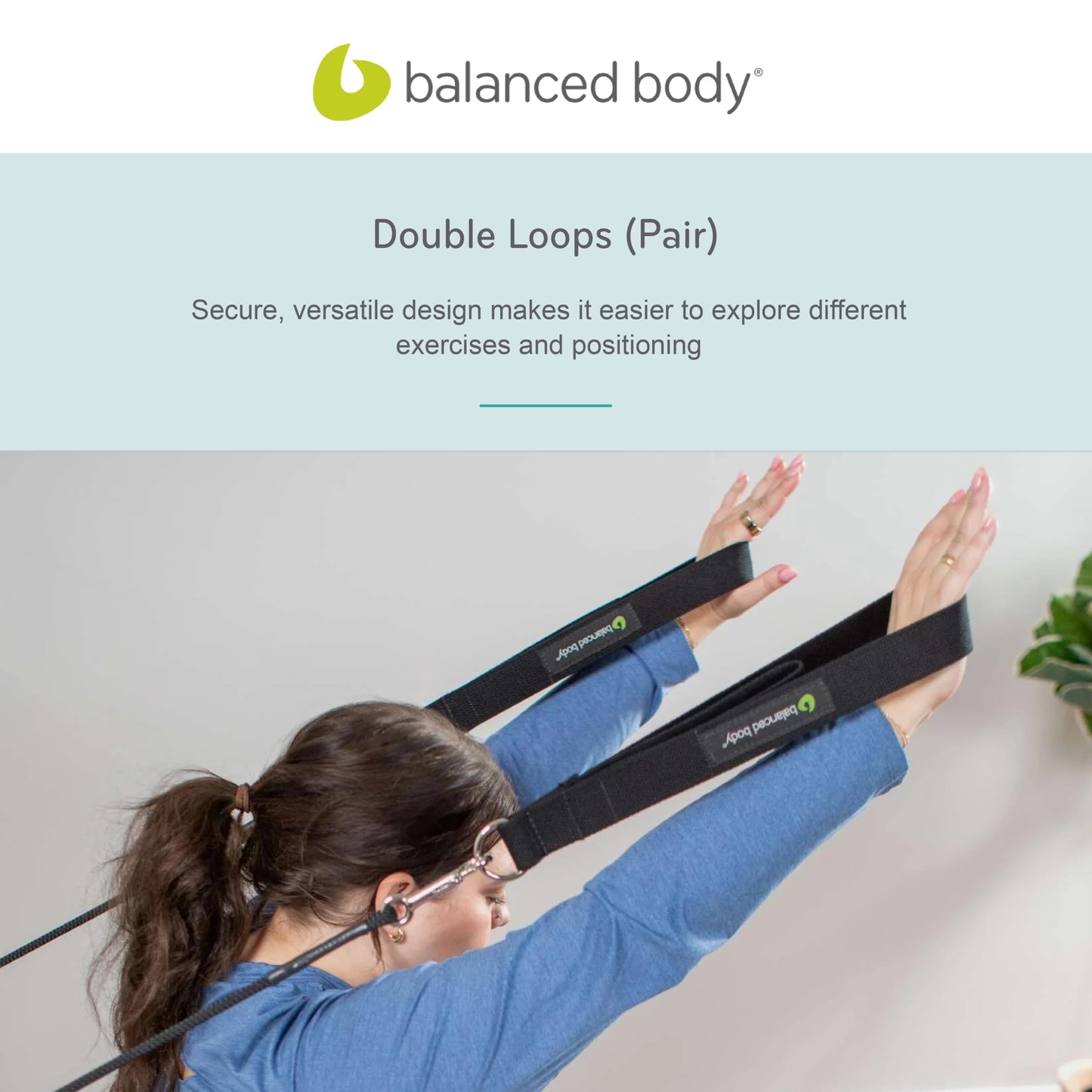 Balanced Body Cotton Double Loops, Foot and Hand Straps, Accessories for Pilates Equipment, Workout Equipment for Home Gym or Studio Use, 1 Pair