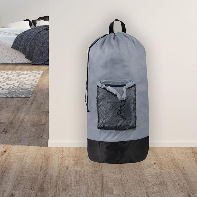 Laundry Bag Backpack with Shoulder Straps and Mesh Pocket Laundry Backpack