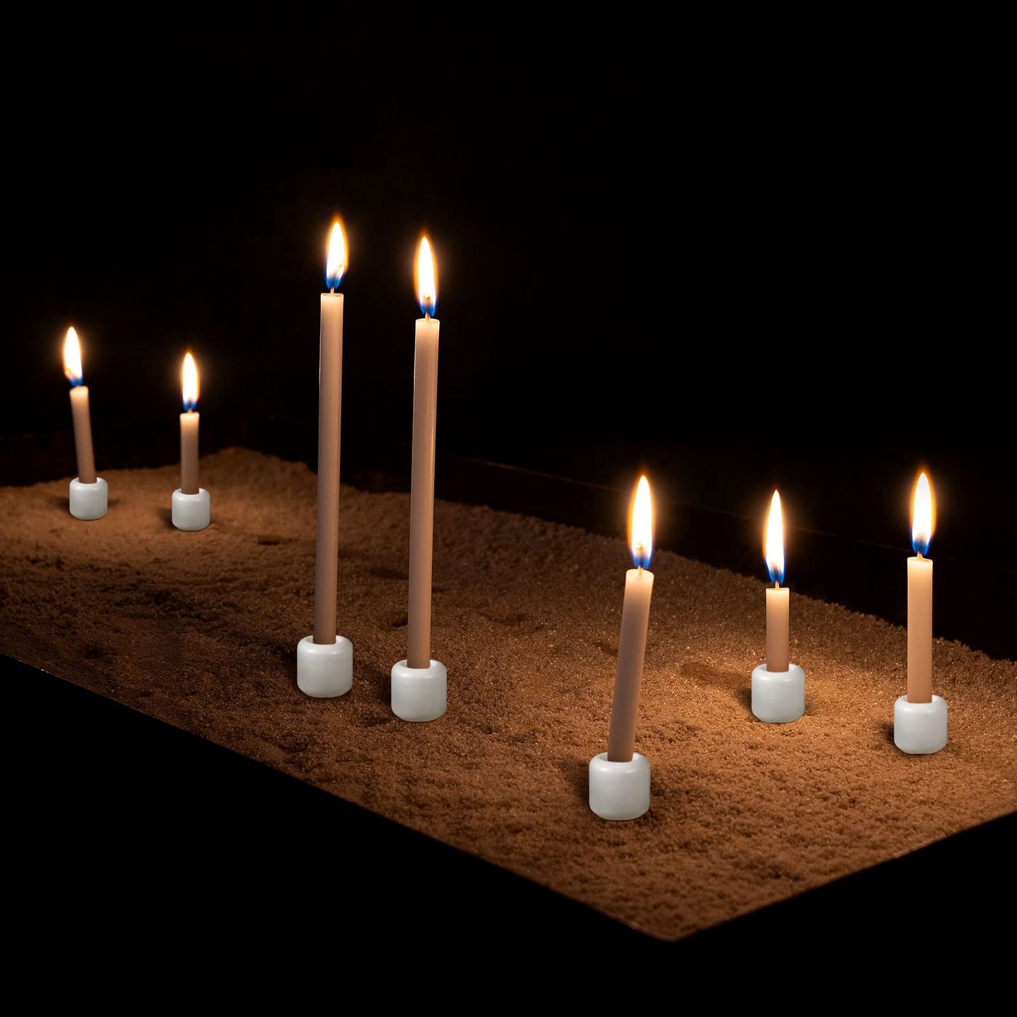 Suclain 20 Pcs 0.7 Inch Chime Candle Holder Small Candle Holders Ceramic Holder for Rituals, Spells, Vigil, Altar, Witchcraft, Wiccan Supplies (White)