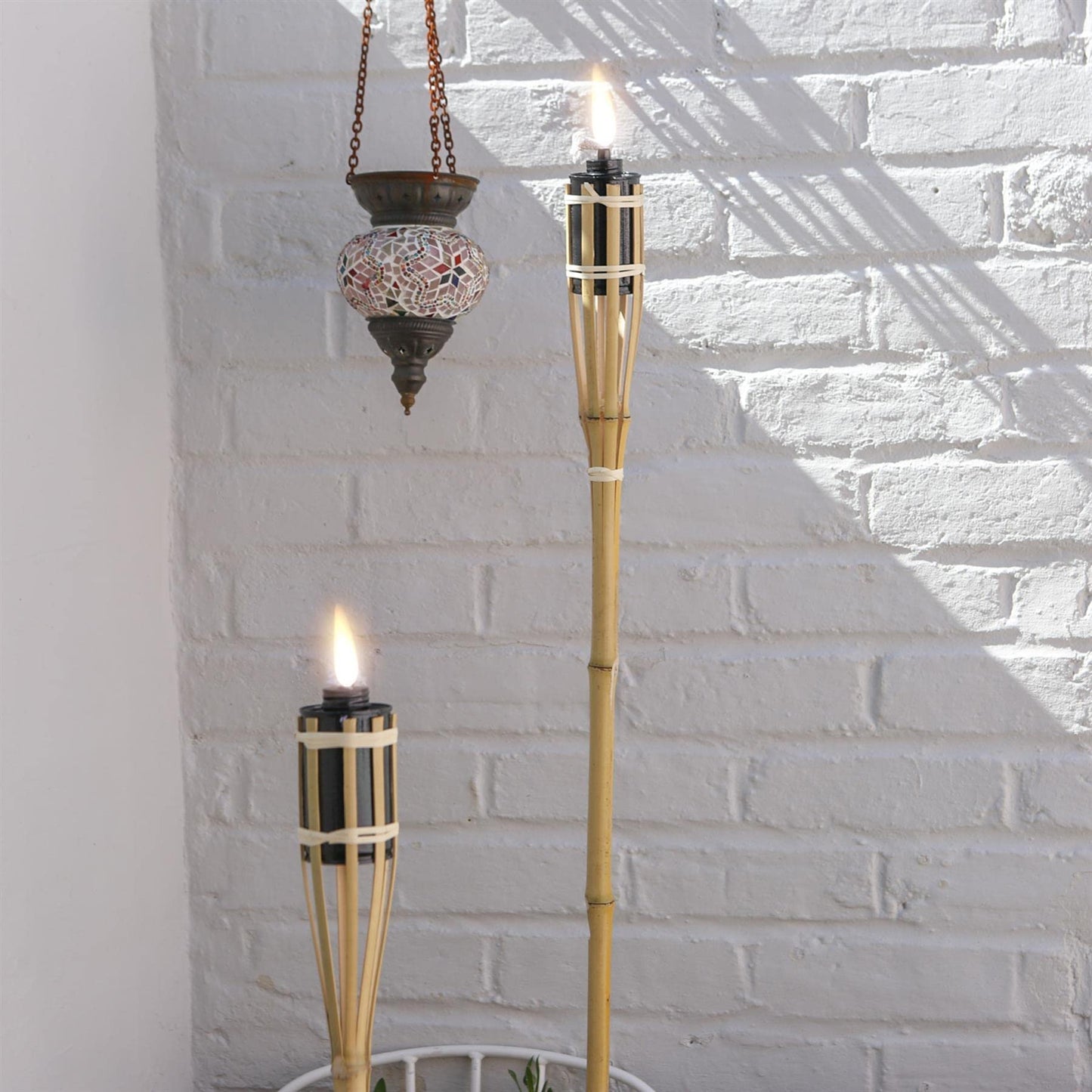 Harbour Housewares 6X Natural 113cm Bamboo Garden Fire Torches - Outdoor Paraffin Lamp Oil Burner Tiki Candle Flame Lantern Stake Light