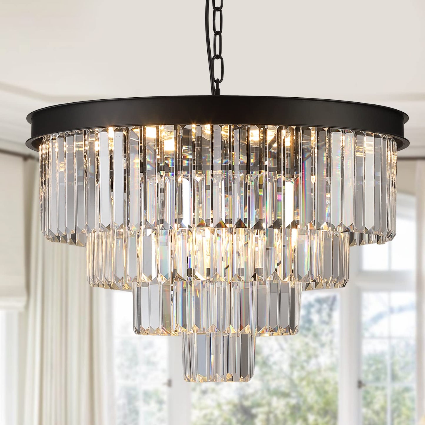 A AXILIXI Chandelier Crystals Replacement 12 Pcs Crystal Prisms with Hooks for Crystal Chandeliers K9 Crystals Acessory