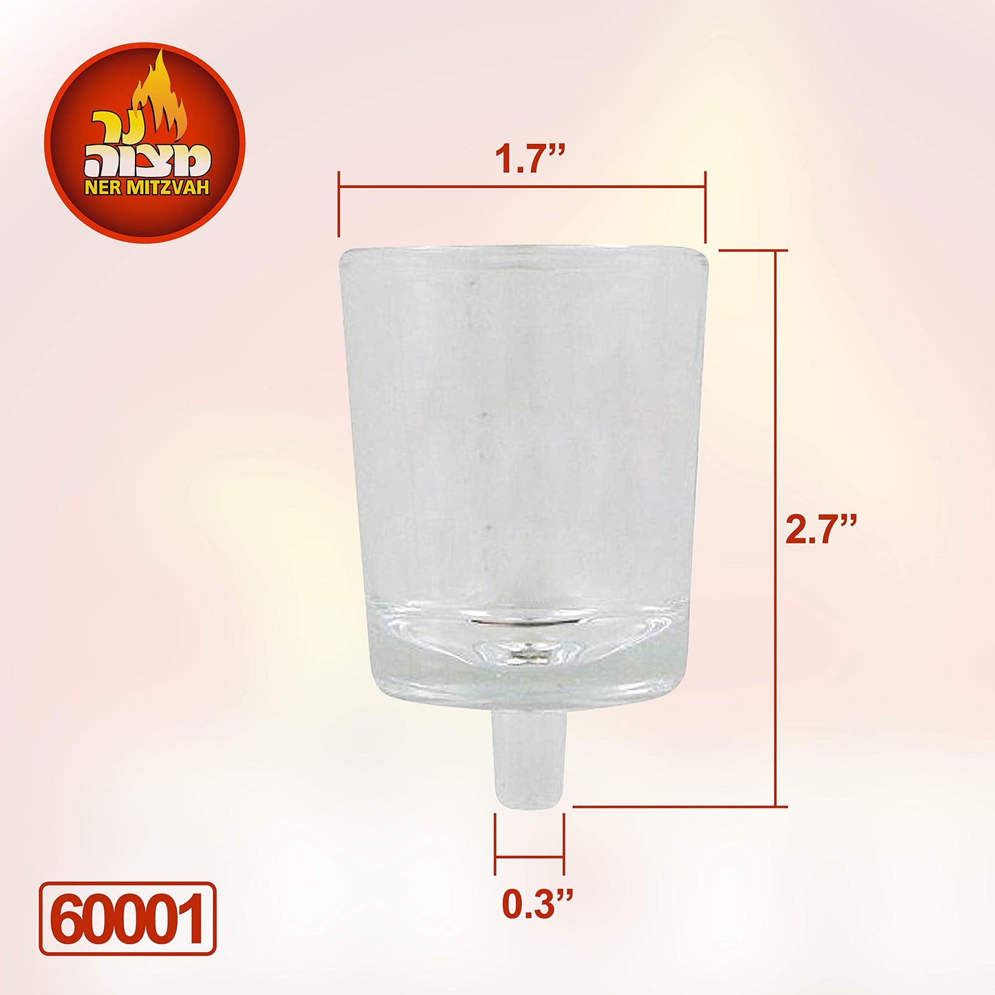 Ner Mitzvah Neironim Glass Shabbos Candle Holders - Premium Quality Clear Small Votive Cups, Standard Size for Neronim Shabbat Candles - Pack of 6