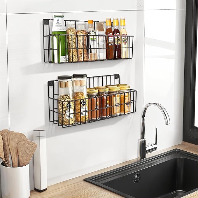 4 Set Extra Large Hanging Wall Wire Baskets, Hanging Wall Mount Storage Baskets