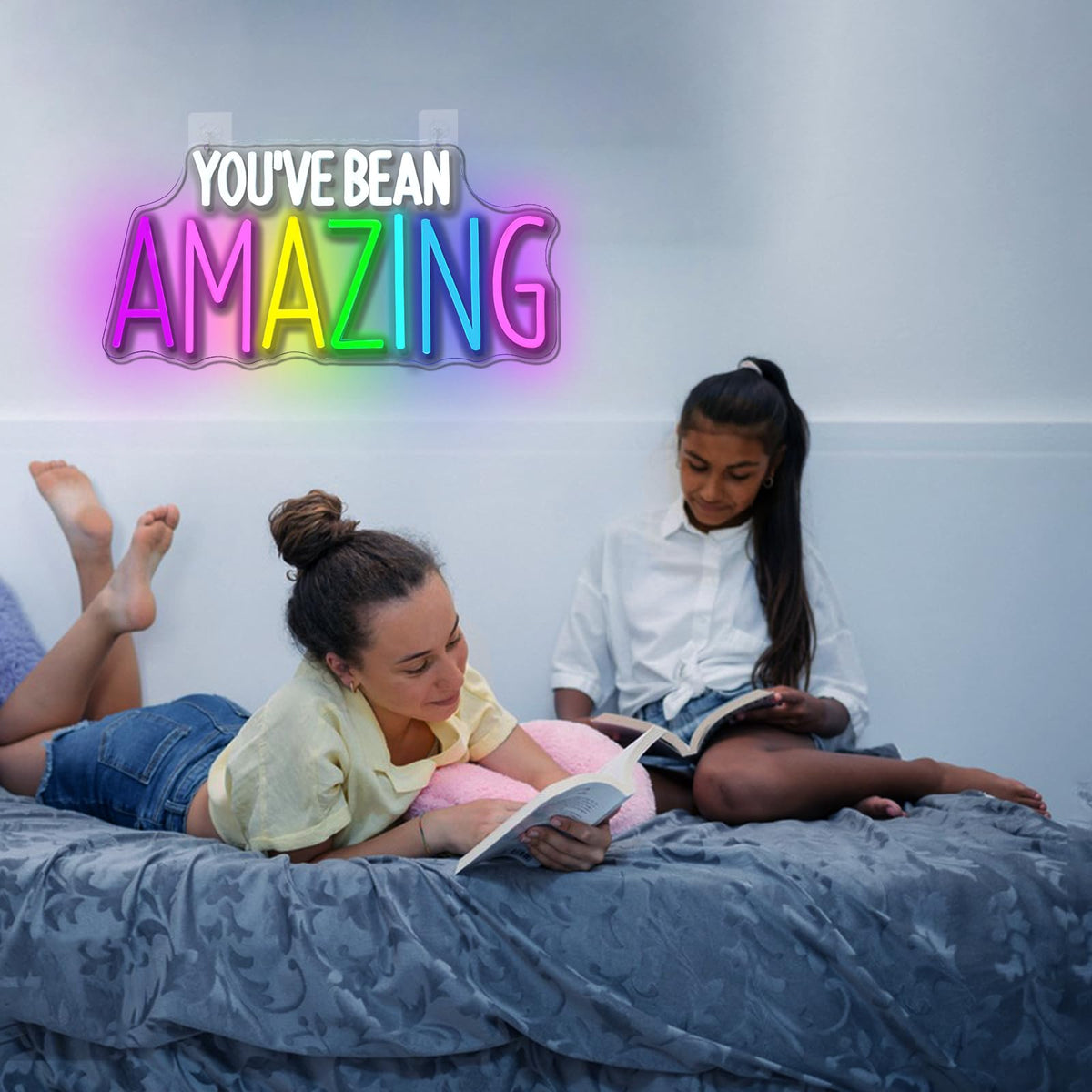 Virlusy You've Bean Amazing Neon Sign for Wall Decor Dimmable Positive Letters Led Light Up Signs LED Neon Light for Classroom Decor for Library Study Room Cafe Bedroom Art Decor Birthday Gift