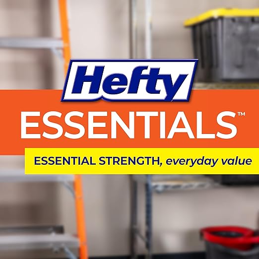 Hefty Essentials Drawstring 30 Gallon Trash Bags, Bulk Black Garbage Bags