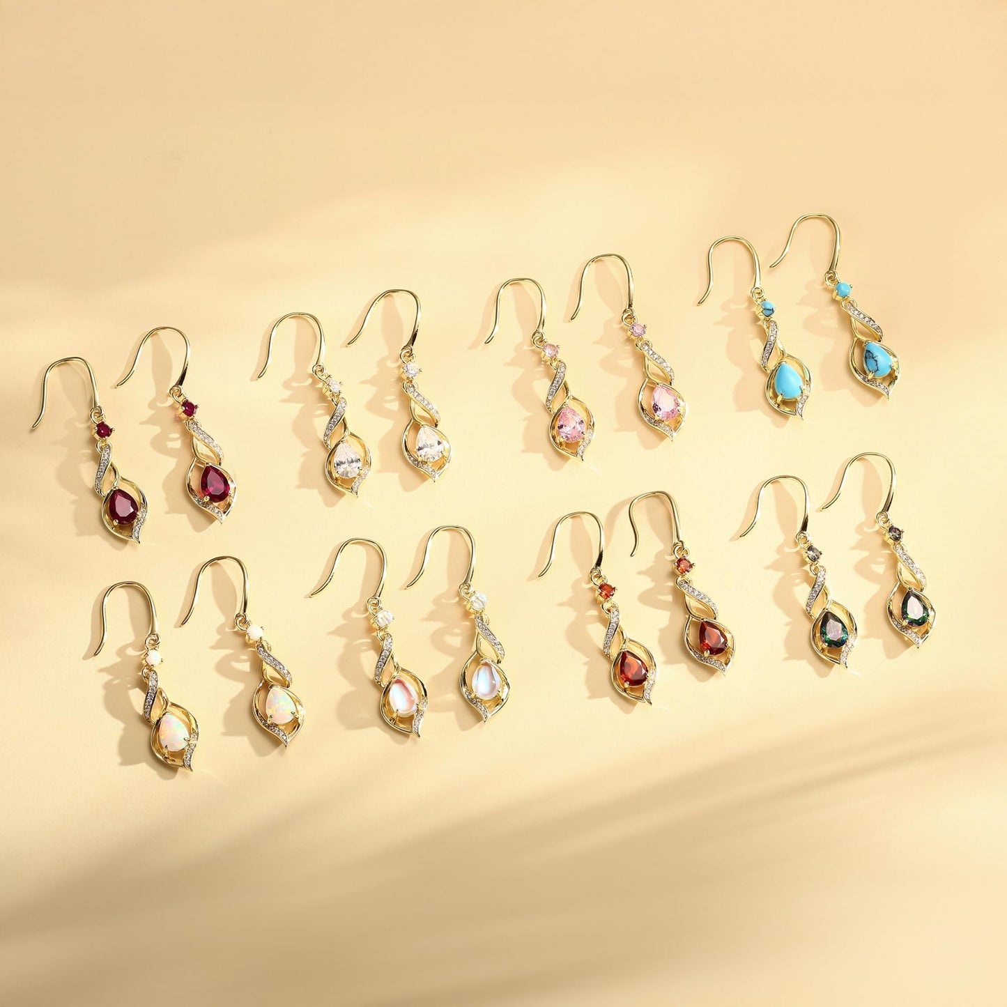 FANCIME 14K Gold Plated October Birthstone Dangle Earrings for Women Teardrop Opal Earrings S925 Sterling Silver infinity Love Birthday Gifts for Mom Women