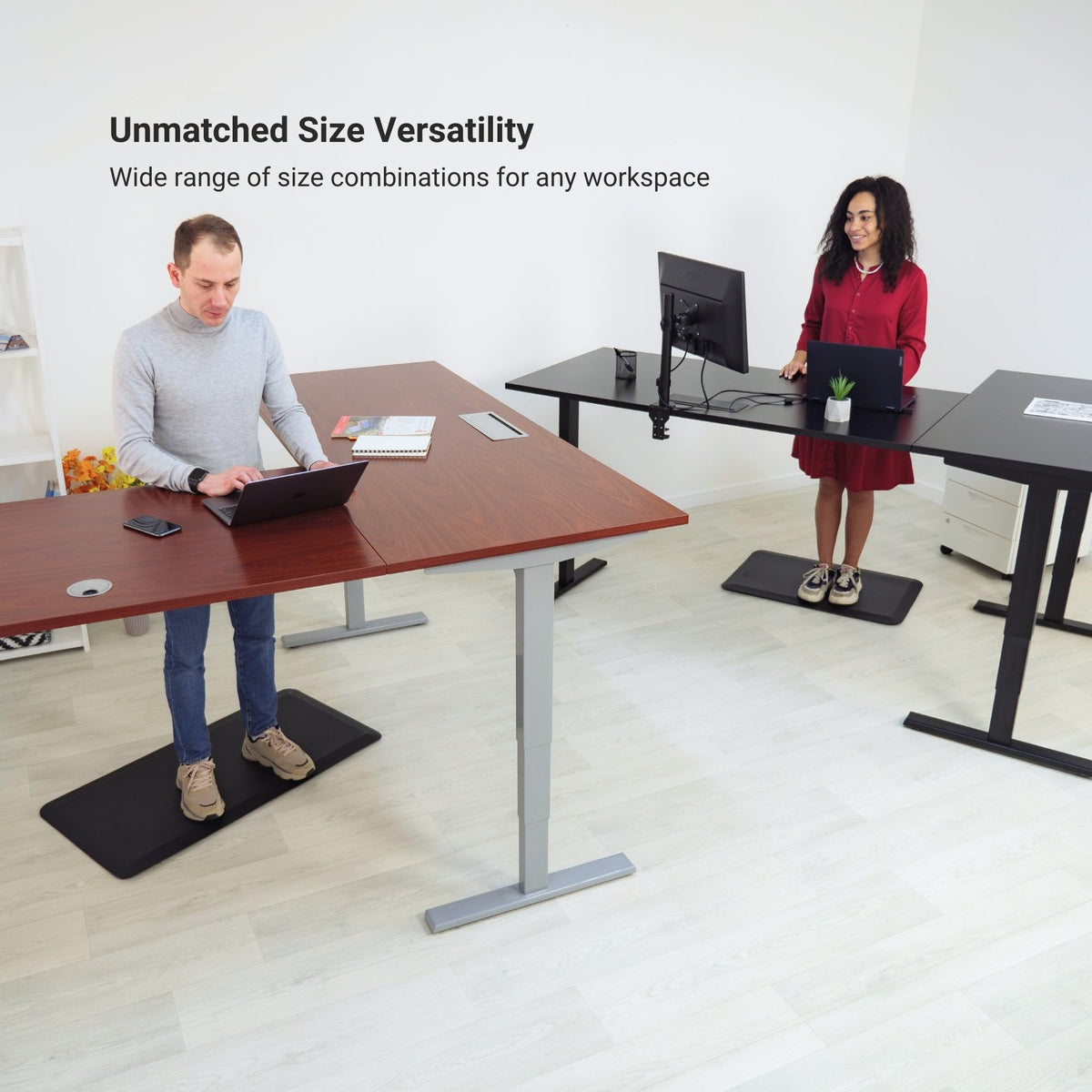 Progressive Desk L Shaped Height Adjustable Standing Desk 78" x 48" - Corner Computer Desk - Electric Stand Up Rising Workstation - Black Frame/Roasted Walnut Top