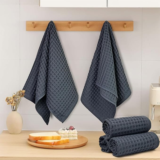 Jacquotha Waffle Hand Towels for Bathroom 5-Piece – Cotton Quick Dry Lint Free