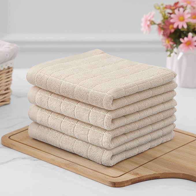 Homaxy 100% Cotton Terry Kitchen Towels, Checkered Designed, Soft and Super