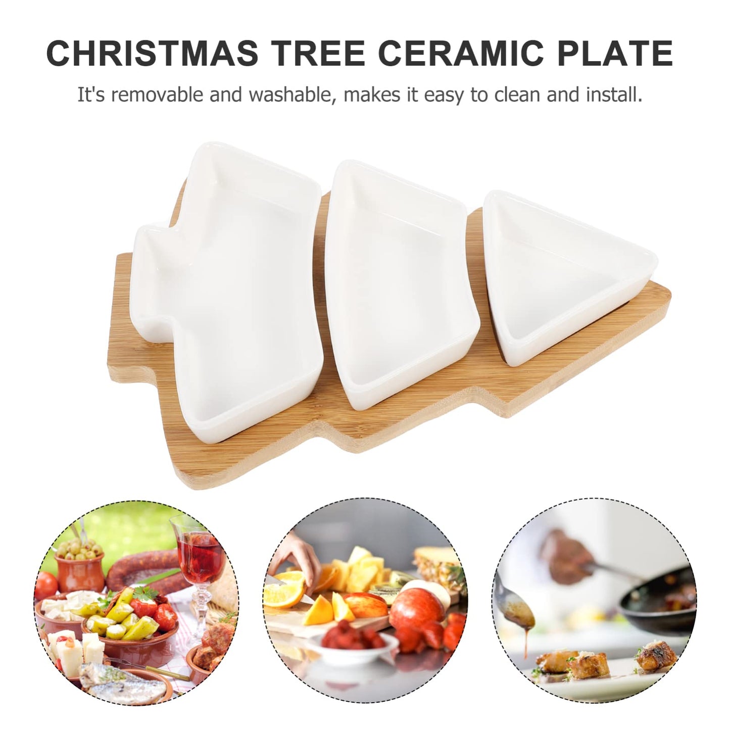 Christmas Tree Shape Candy Dish Ceramic Christmas Appetizer Tray for Snacks Candy Cookies Desserts Home Kitchen