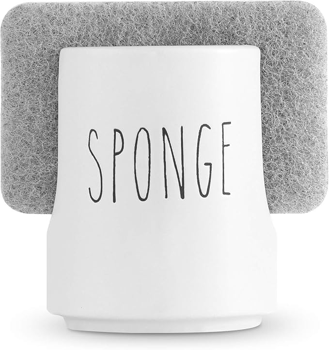 Ceramic Sponge Holder for Kitchen Sink – White Sink Caddy Organizer – Farmhouse