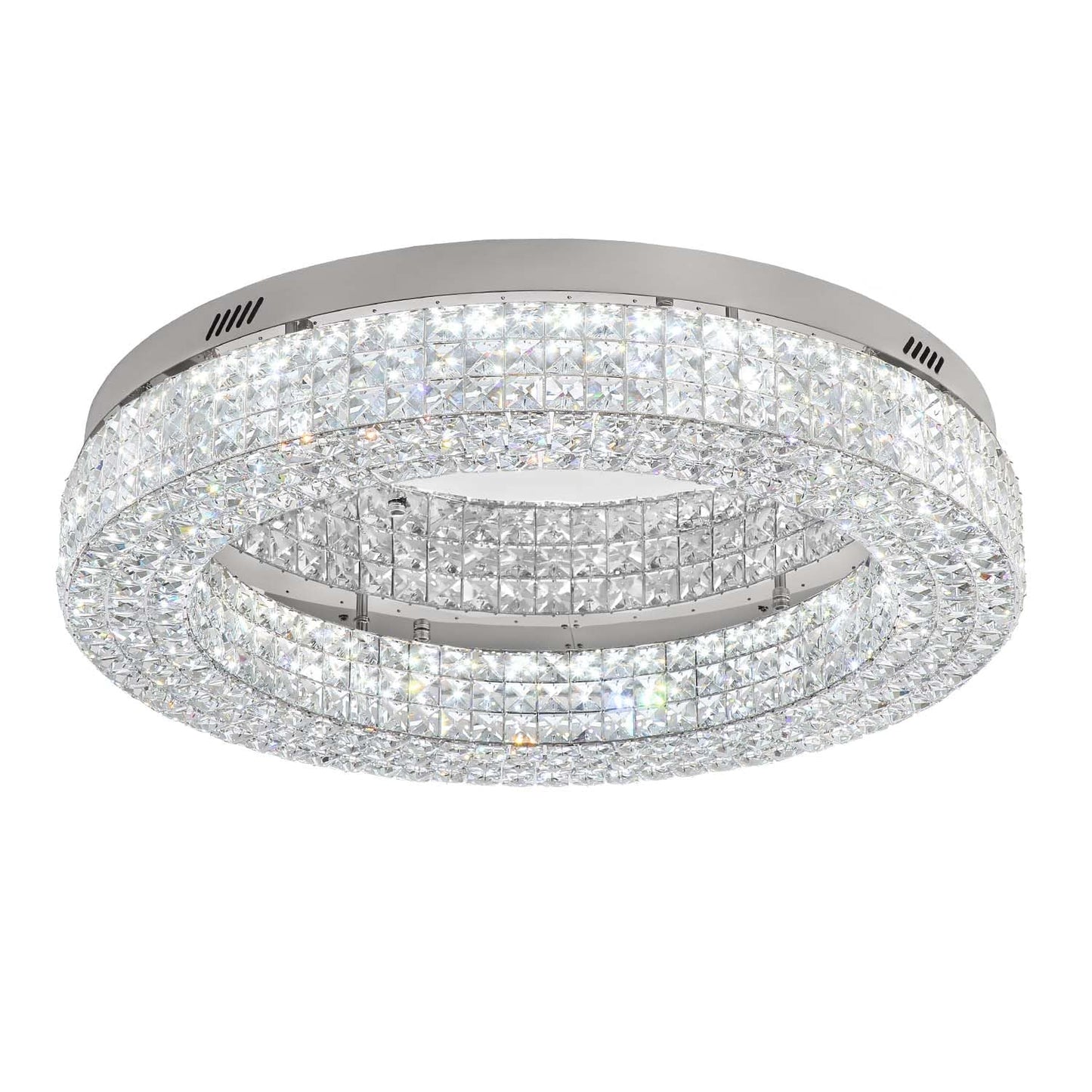 ykolupty 24" Crystal Chandeliers,Round Chandelier for Living Room Modern Ceiling Chandelier Flush Mount Ceiling Light Fixtures for Foyer Bedrooms Dining Room Hallway