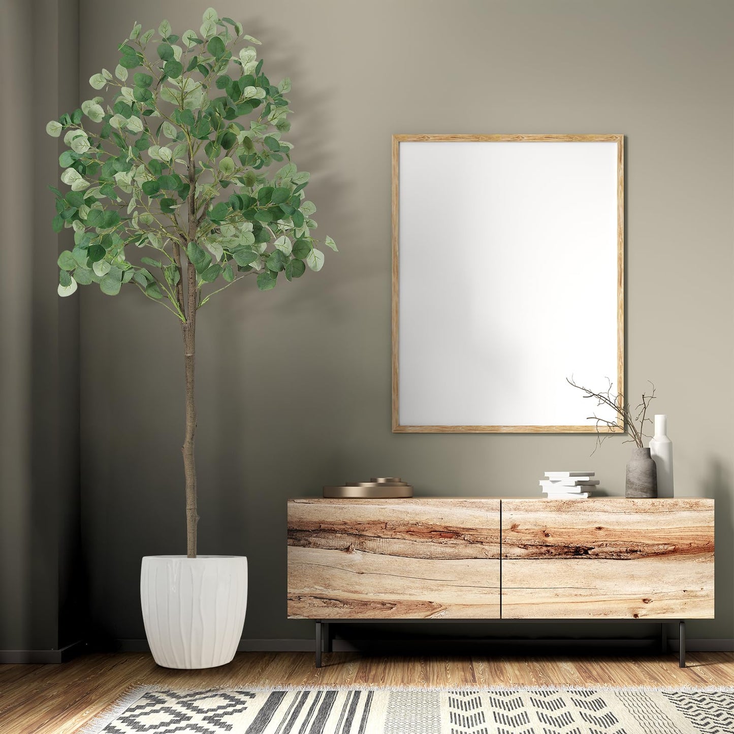5ft Artificial Eucalyptus Tree, Realistic Faux Potted Plant with Nursery Pot, Full & Lush Greenery for Home Office Living Room Floor Decor