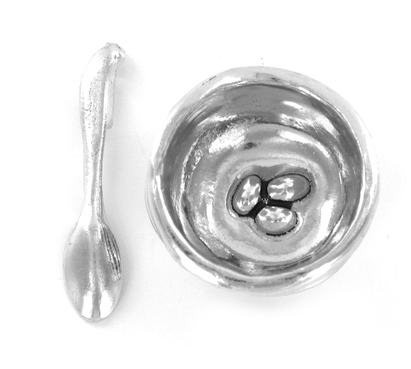 Basic Spirit Bird Nest Salt Cellar w/Spoon Handcrafted Pewter Home Lead-Free SD-6
