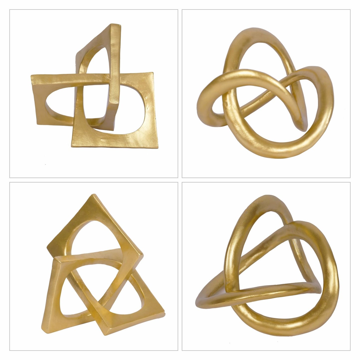 PUHOZN Modern Geometric Round Sculpture Gold Knot Statue Decor Tabletop Sculpture and Figurines Round Decorative Ornaments Knick Knacks Home Decor for Shelves Coffee Table Bookshelf Decoration Gifts