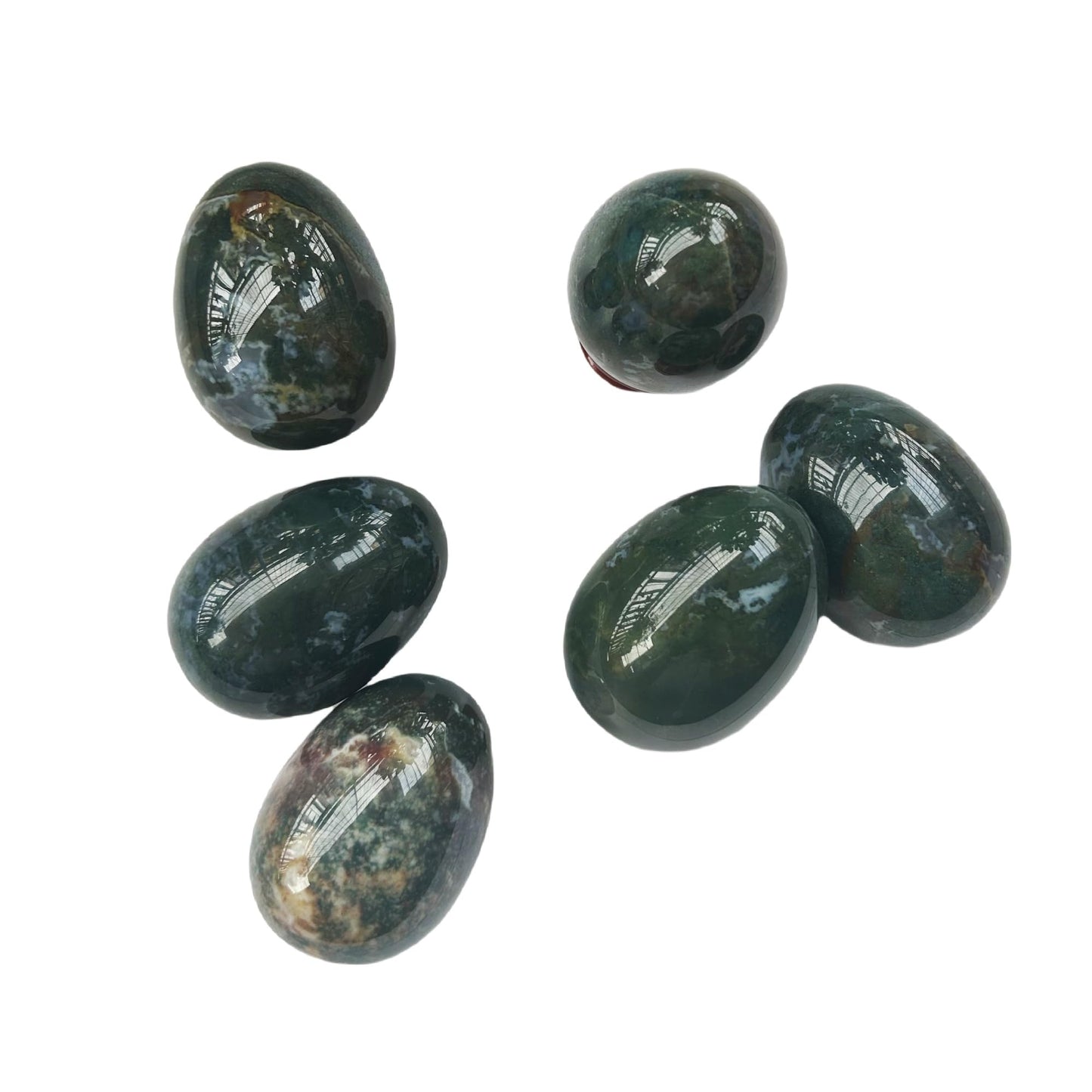 Bacatgem Natural India Agate Egg-Shape Meditation Chakra and Home Decor Balancing Gemstone and Crystals Figurines Kit,1.96"x 1.37"Reiki Healers and Yoga Practioner,with Wooden Stand