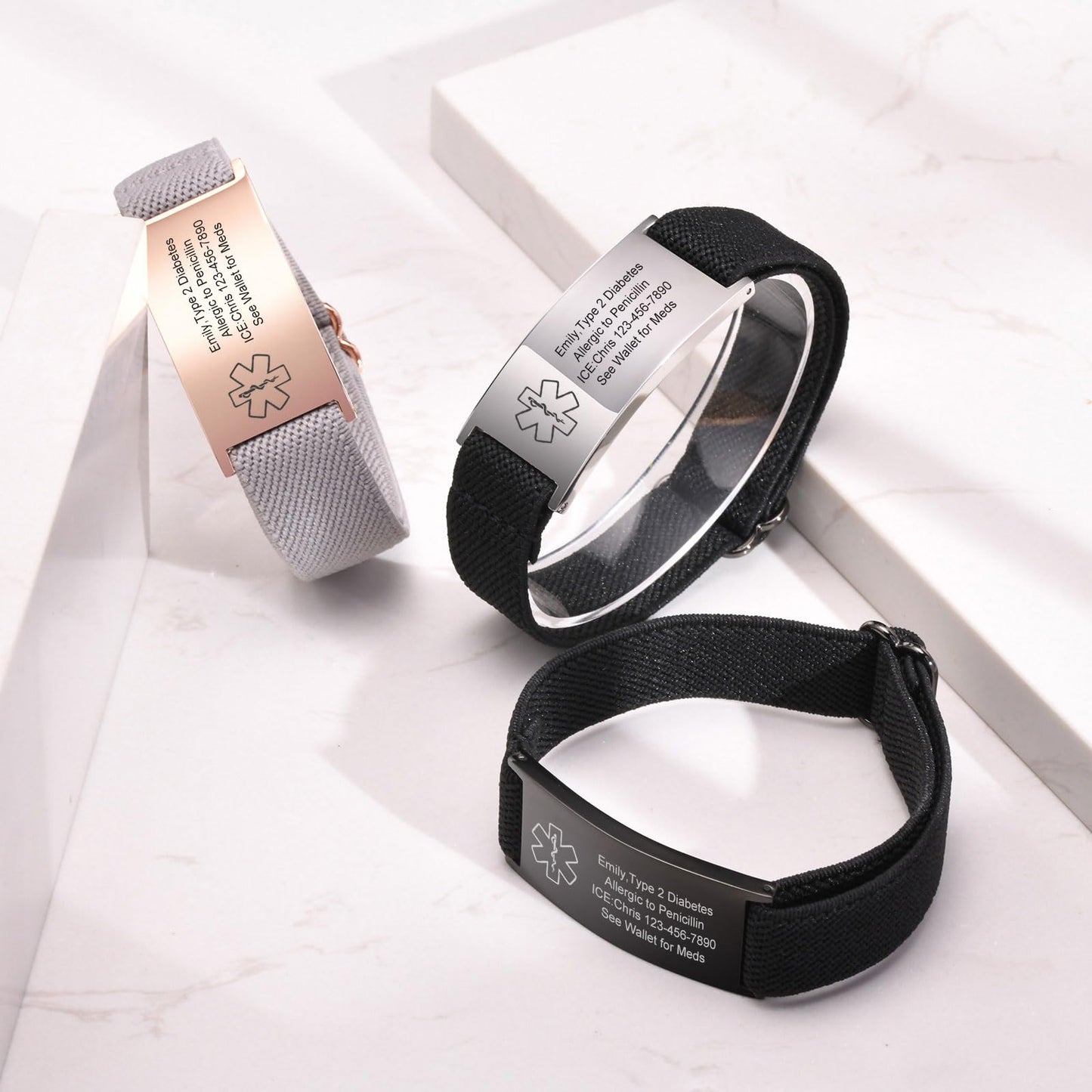 VNOX Medical Alert Id Bracelet for Men Women, Custom Engraving Medical Alert Bracelets for Women Men Patients Stainless Steel Emergency Bracelets Wristband