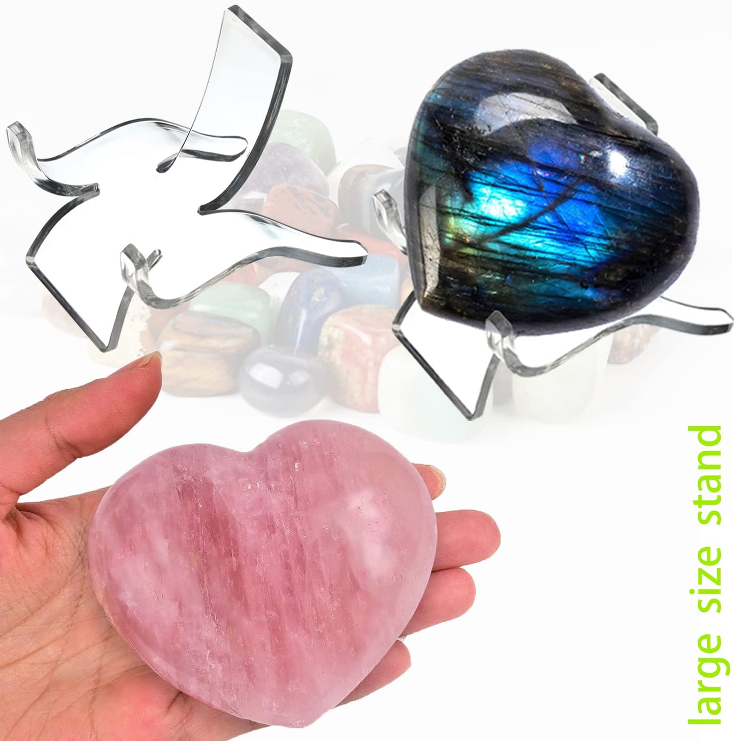 12 PCS Rock Display Stand Mini Acrylic Easel Stands ( 3 Sizes ) Acrylic Rock Holder Rock Stands for Display Multiple Sizes Small Collectibles - Crystal Painted Rock Geodes Rock Mineral Agate Fossil