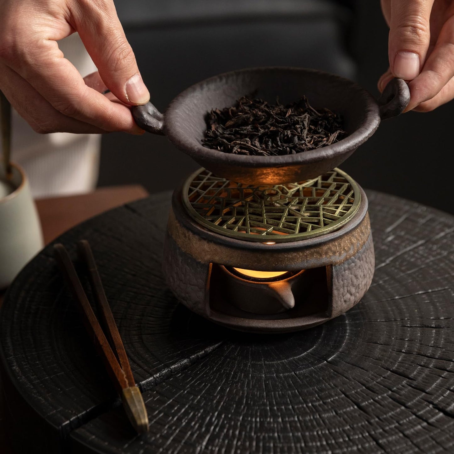 Cedar Aromatherapy Burner & Ceramic Oil Warmer for Home & Office (Heat-Resistant Double-Handled Baking Tray + Stone-Patterned Oven + Accessories)
