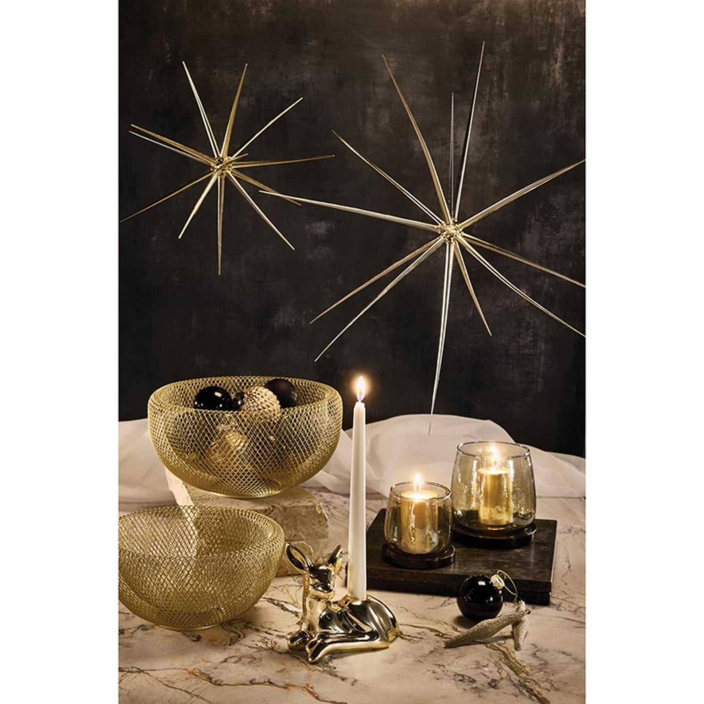47th & Main Metallic Star Decoration for Hanging or Tabletop Starburst Figure Decor, 13" Long x 11" Wide x 13" Tall, Gold